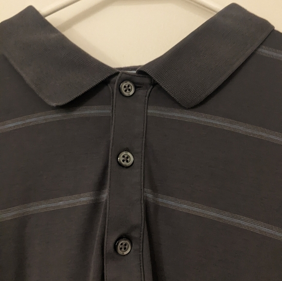 Banana Republic Striped Short Sleeve Polo Shirt Size XL Charcoal Gray - Picture 2 of 6